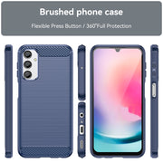 For Samsung Galaxy A24 4G Brushed Texture Carbon Fiber TPU Phone Case(Blue)