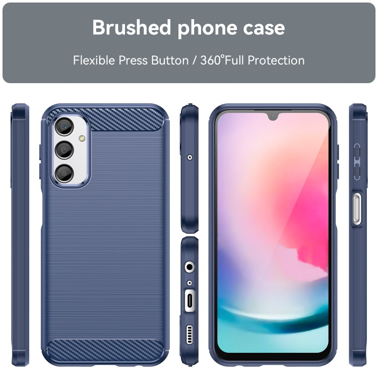 For Samsung Galaxy A24 4G Brushed Texture Carbon Fiber TPU Phone Case(Blue)