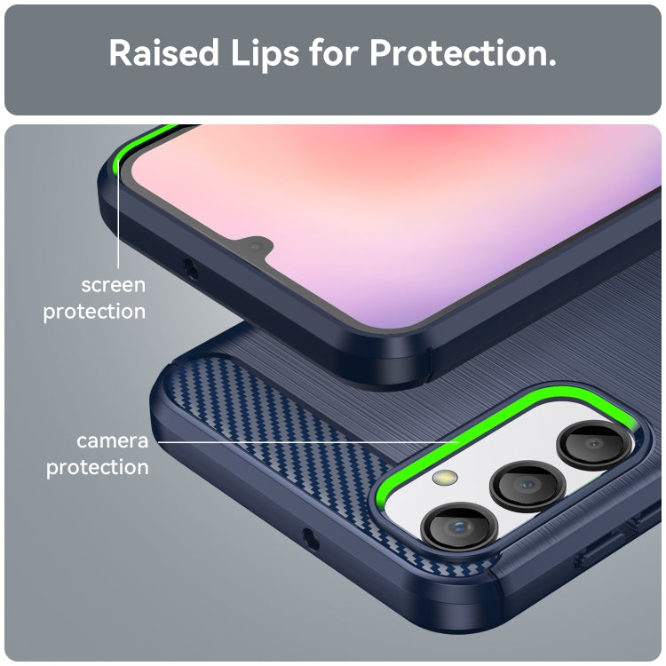 For Samsung Galaxy A24 4G Brushed Texture Carbon Fiber TPU Phone Case(Blue)