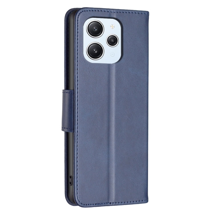 For Xiaomi Redmi 12 4G Lambskin Texture Pure Color Flip Leather Phone Case(Blue)