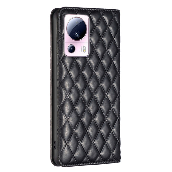 For Xiaomi 13 Lite / Civi 2 Diamond Lattice Magnetic Leather Flip Phone Case(Black)