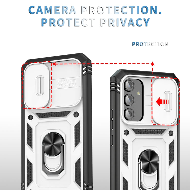 For Samsung Galaxy A54 5G Sliding Camshield TPU + PC Phone Case(White+Black)