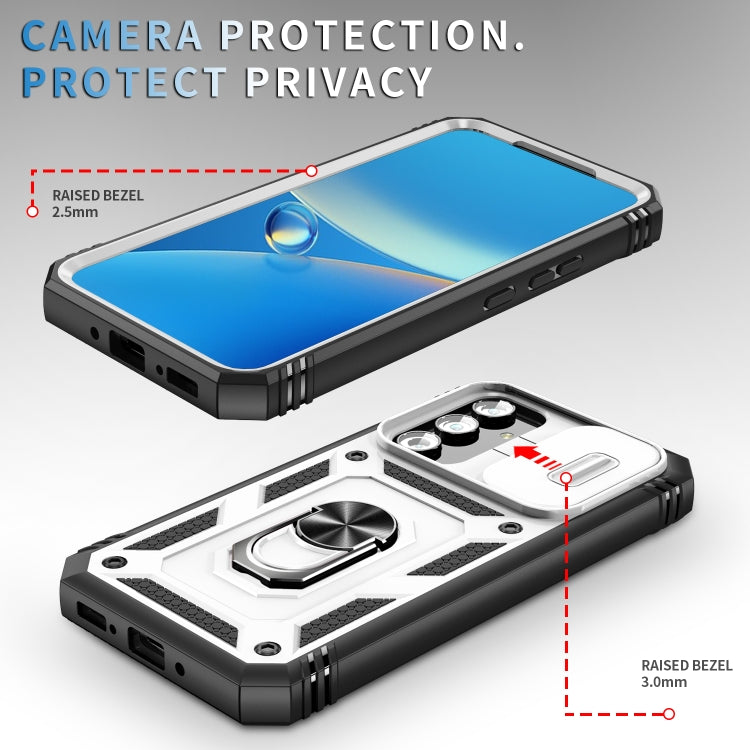 For Samsung Galaxy A54 5G Sliding Camshield TPU + PC Phone Case(White+Black)