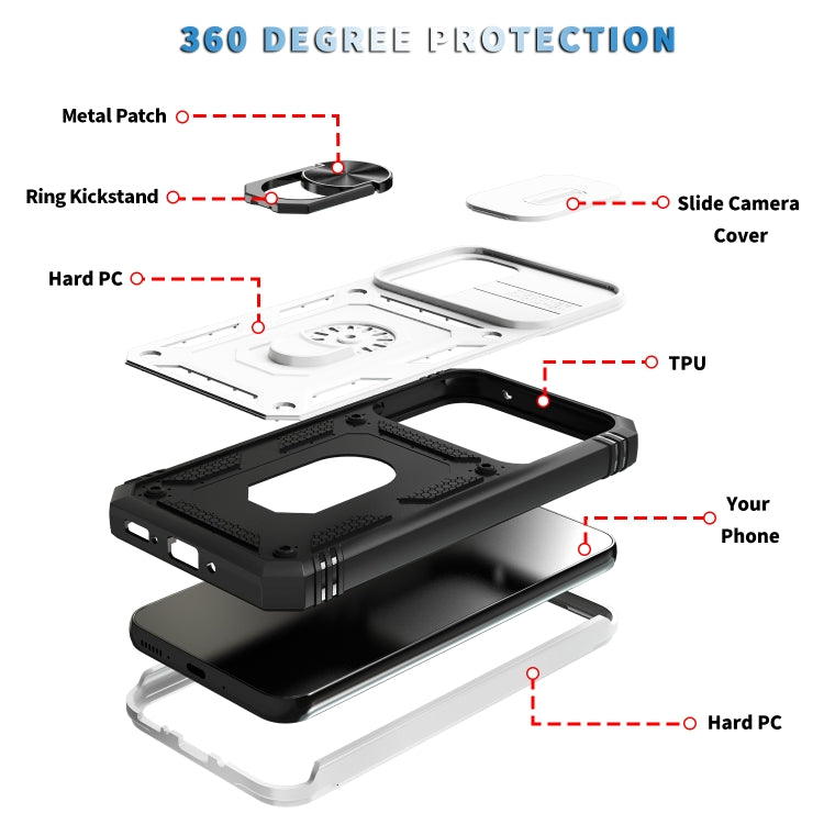 For Samsung Galaxy A54 5G Sliding Camshield TPU + PC Phone Case(White+Black)