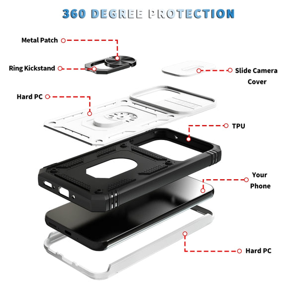 For Samsung Galaxy A54 5G Sliding Camshield TPU + PC Phone Case(White+Black)