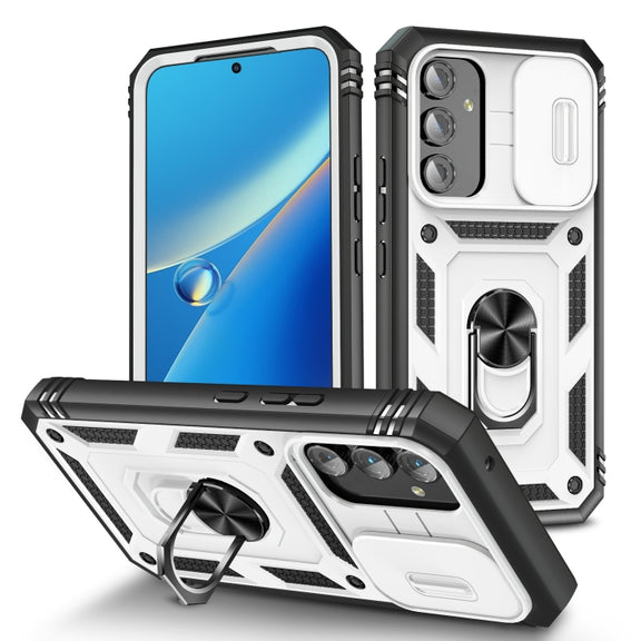 For Samsung Galaxy A54 5G Sliding Camshield TPU + PC Phone Case(White+Black)