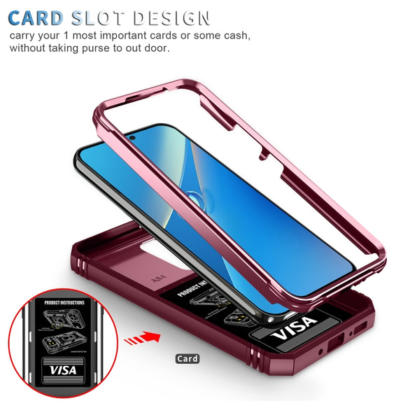 For Samsung Galaxy A54 5G Sliding Camshield TPU + PC Phone Case(Pink+Red)