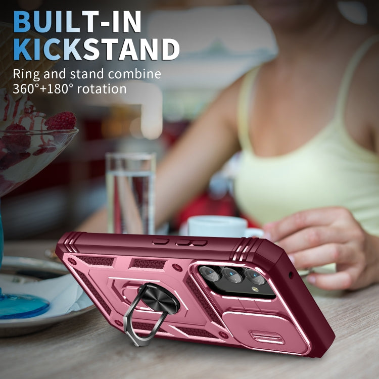 For Samsung Galaxy A54 5G Sliding Camshield TPU + PC Phone Case(Pink+Red)