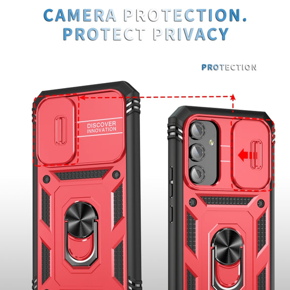For Samsung Galaxy A54 5G Sliding Camshield TPU + PC Phone Case(Red+Black)