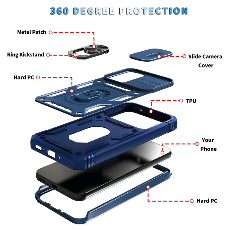 For Samsung Galaxy A54 5G Sliding Camshield TPU + PC Phone Case(Blue)