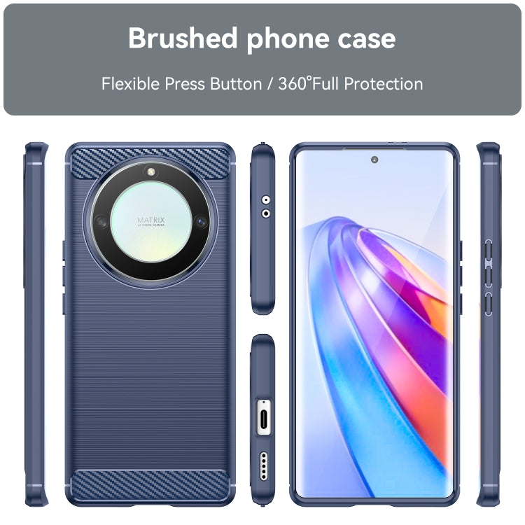 For Honor Magic5 Lite Brushed Texture Carbon Fiber TPU Phone Case(Blue)