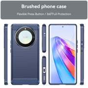 For Honor Magic5 Lite Brushed Texture Carbon Fiber TPU Phone Case(Blue)