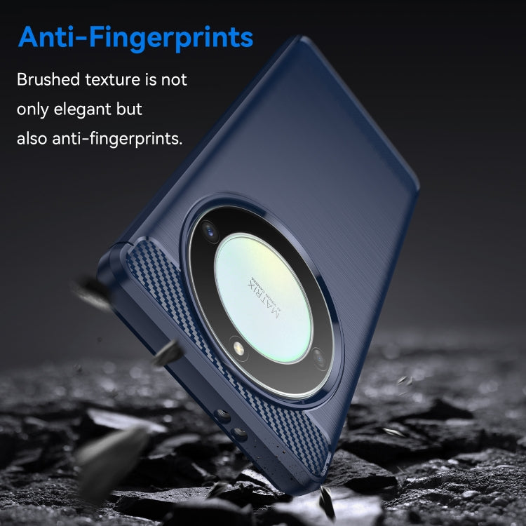 For Honor Magic5 Lite Brushed Texture Carbon Fiber TPU Phone Case(Blue)