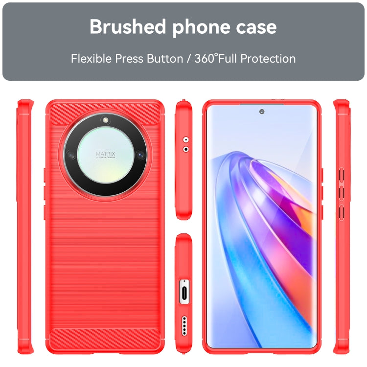 For Honor Magic5 Lite Brushed Texture Carbon Fiber TPU Phone Case(Red)