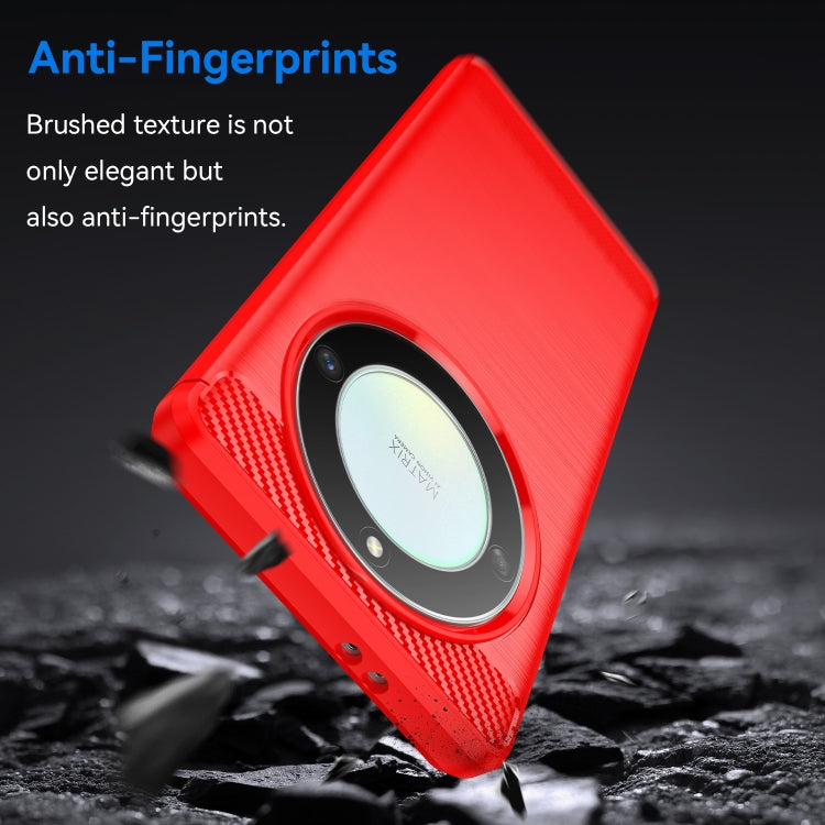 For Honor Magic5 Lite Brushed Texture Carbon Fiber TPU Phone Case(Red)