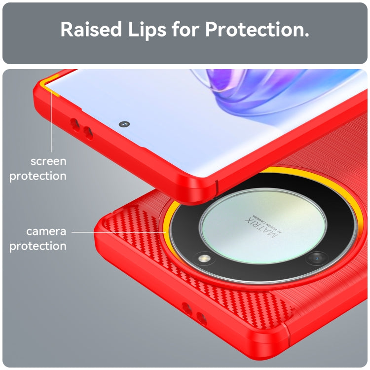 For Honor Magic5 Lite Brushed Texture Carbon Fiber TPU Phone Case(Red)