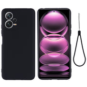 For Xiaomi Redmi Note 12 5G India / Poco X5 Pure Color Liquid Silicone Shockproof Full Coverage Phone Case(Black)
