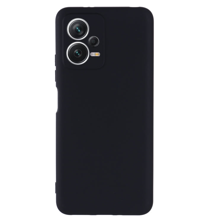For Xiaomi Redmi Note 12 5G India / Poco X5 Pure Color Liquid Silicone Shockproof Full Coverage Phone Case(Black)