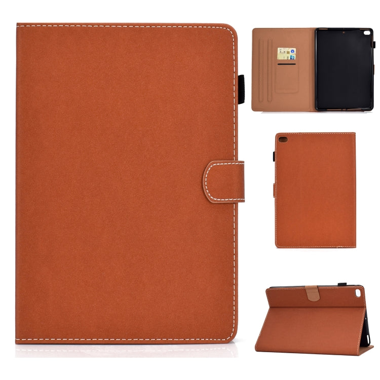 For iPad Air / iPad Air 2 / iPad 9.7 (2018 & 2017) Solid Color Tablet PC Universal Magnetic Horizontal Flip Leather Case with Card Slots & Holder(Brown)