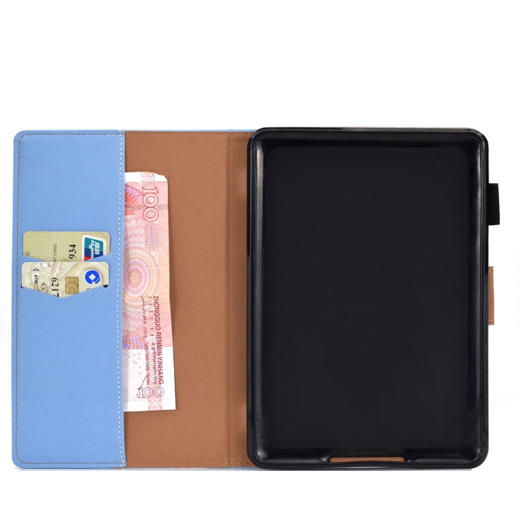 For Kindle Paperwhite 4 / 3 / 2 / 1 Solid Color Tablet PC Universal Magnetic Horizontal Flip Leather Case with Card Slots & Holder(Blue)