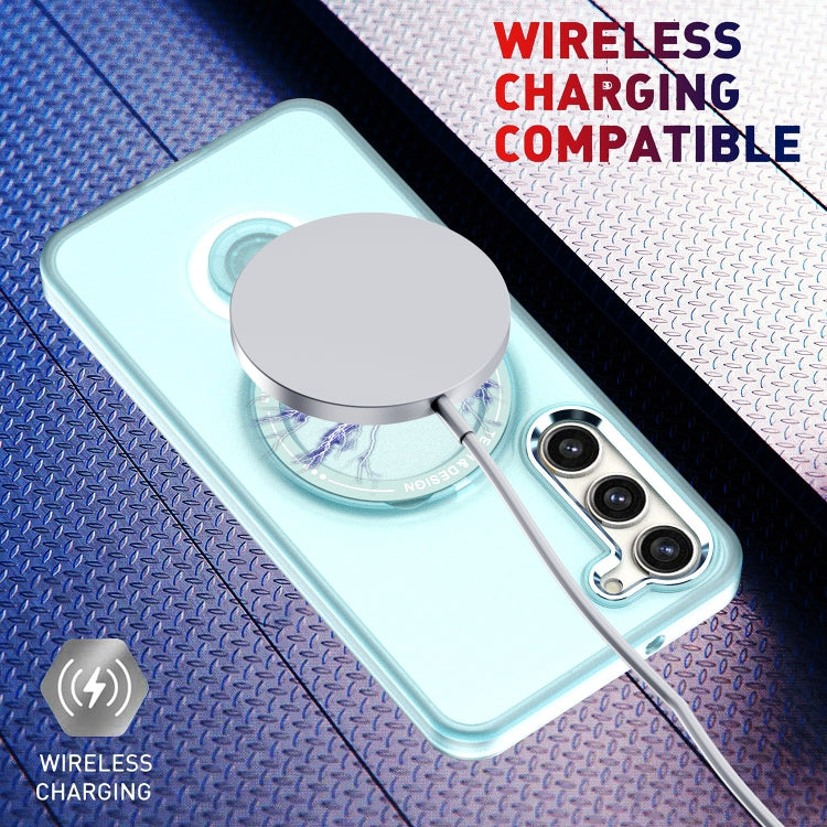 For Samsung Galaxy S22 5G 360 Degree Rotation Holder MagSafe Magnetic Phone Case(Purple)