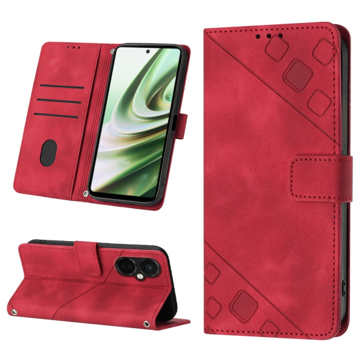 For OnePlus Nord CE 3 Lite 5G / Nord N30 / OPP0 K11X Skin-feel Embossed Leather Phone Case(Red)