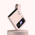 For Samsung Galaxy Z Flip4 / Flip3 Hand Strap Type Leather Phone Case(Pink) - Galaxy Phone Cases by PMC TechLife | Online Shopping South Africa | PMC TechLife | Buy Now Pay Later Mobicred