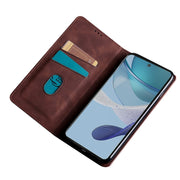 For OnePlus Ace 2/11R Skin Feel Magnetic Horizontal Flip Leather Phone Case(Dark Brown)