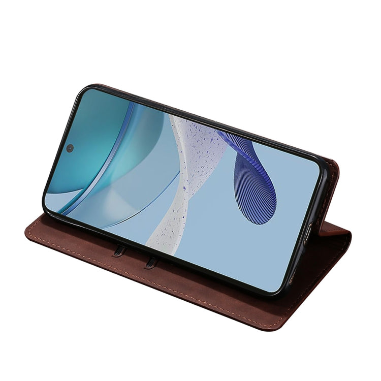 For OnePlus Ace 2/11R Skin Feel Magnetic Horizontal Flip Leather Phone Case(Dark Brown)