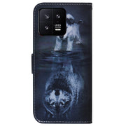 For Xiaomi 13 5G Coloured Drawing Flip Leather Phone Case(Wolf and Dog)