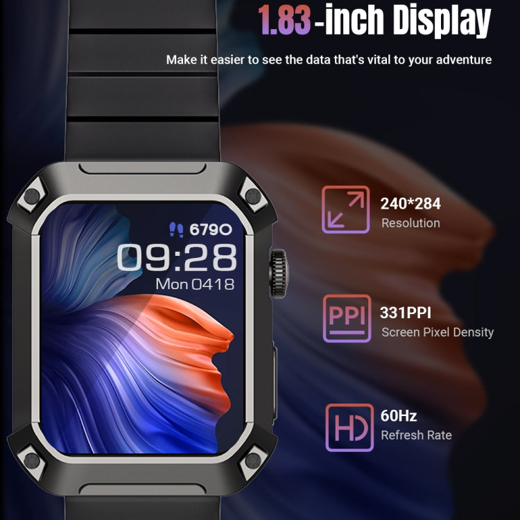 Rogbid Tank S2 1.83 inch IPS Screen Smart Watch, Support Bluetooth Calling / Blood Pressure / Sleep Monitoring(Black)