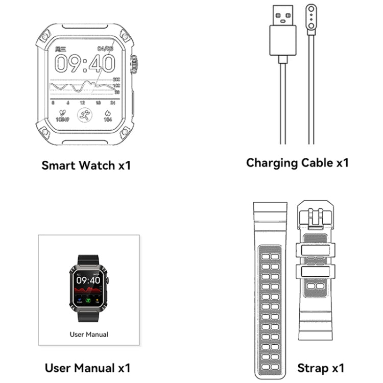 Rogbid Tank S2 1.83 inch IPS Screen Smart Watch, Support Bluetooth Calling / Blood Pressure / Sleep Monitoring(Black)