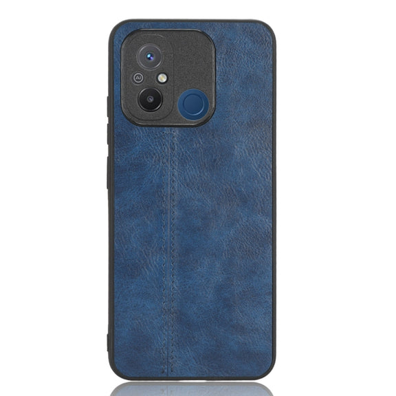 Sewing Cow Pattern Skin PC + PU + TPU Phone Case For Xiaomi Poco C55/Redmi 12C/Redmi 11A 4G(Blue)