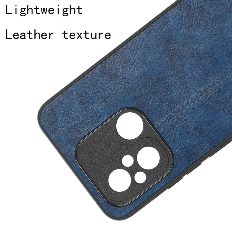 Sewing Cow Pattern Skin PC + PU + TPU Phone Case For Xiaomi Poco C55/Redmi 12C/Redmi 11A 4G(Blue)