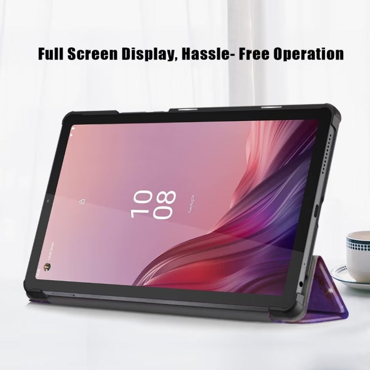 For Lenovo Tab M9 TB-310FU 3-folding Coloured Drawing Leather Smart Tablet Case(Milky Way)