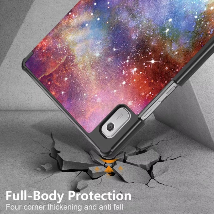 For Lenovo Tab M9 TB-310FU 3-folding Coloured Drawing Leather Smart Tablet Case(Milky Way)