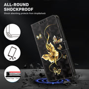 For Samsung Galaxy A24 4G 3D Painted Leather Phone Case(Golden Swallow Butterfly)