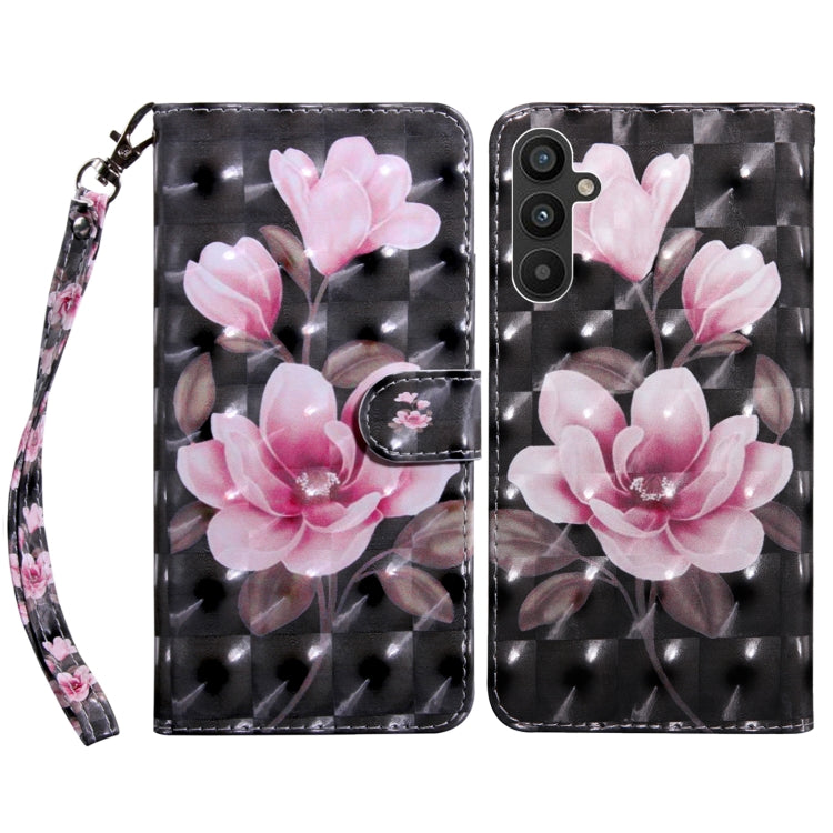 For Samsung Galaxy A34 3D Painted Leather Phone Case(Pink Flower)