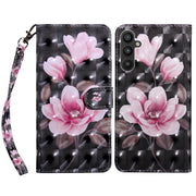 For Samsung Galaxy A34 3D Painted Leather Phone Case(Pink Flower)