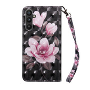For Samsung Galaxy A34 3D Painted Leather Phone Case(Pink Flower)