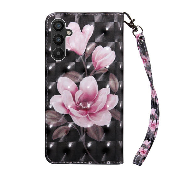 For Samsung Galaxy A34 3D Painted Leather Phone Case(Pink Flower)