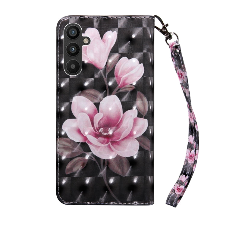 For Samsung Galaxy A34 3D Painted Leather Phone Case(Pink Flower)