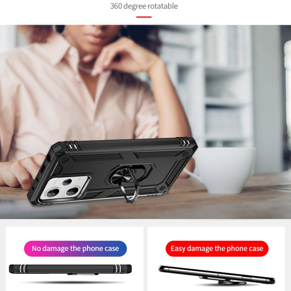 For Xiaomi Redmi Note 12 Pro+ Shockproof TPU + PC Phone Case with Holder(Black)