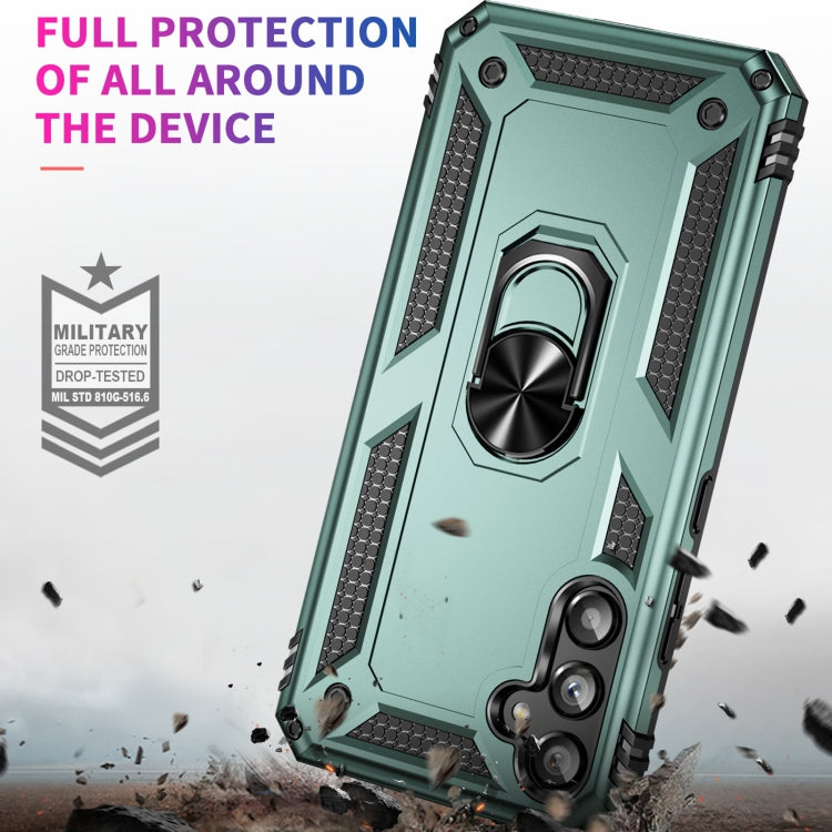 For Samsung Galaxy A34 Shockproof TPU + PC Phone Case with Holder(Dark Green)