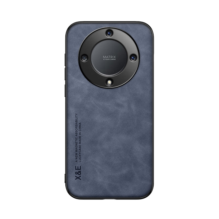 For Honor X9a Lamba Skin Feel Magnetic Leather Phone Case(Blue)
