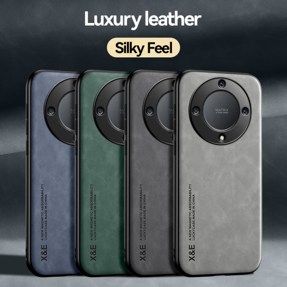 For Honor X9a Lamba Skin Feel Magnetic Leather Phone Case(Green)