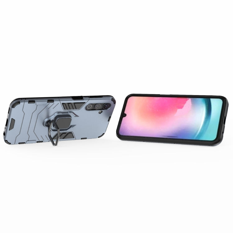 For Samsung Galaxy A24 5G / A24 4G PC + TPU Shockproof Protective Phone Case with Magnetic Ring Holder(Navy Blue)