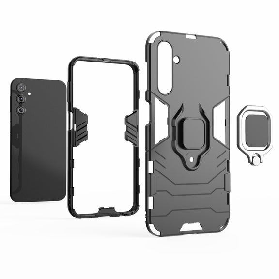 For Samsung Galaxy A24 5G / A24 4G PC + TPU Shockproof Protective Phone Case with Magnetic Ring Holder(Navy Blue)