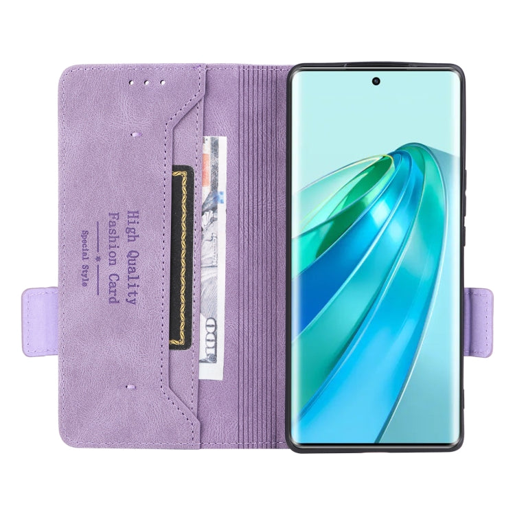 For Honor X9a 5G / Magic5 Lite Magnetic Clasp Flip Leather Phone Case(Purple)