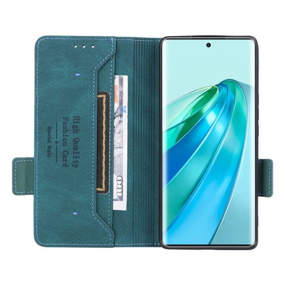 For Honor X9a 5G / Magic5 Lite Magnetic Clasp Flip Leather Phone Case(Green)
